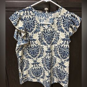 SHEIN Navy and Cream Baroque Blouse small